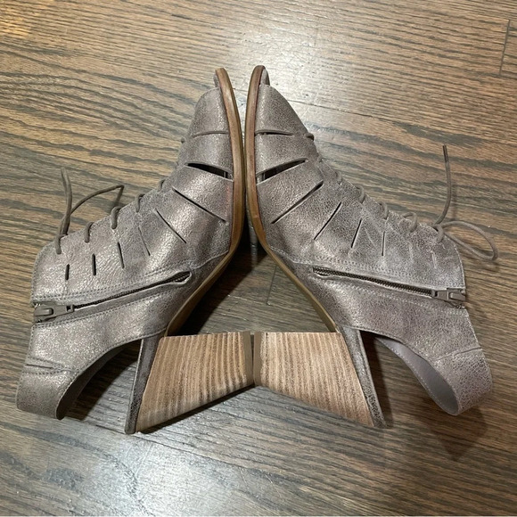 Paul Green Cosmo Leather Lace-Up Sandals Smoke Metallic size 6.5 - Picture 6 of 11